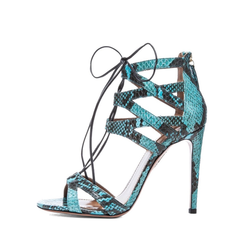 Aquazzura Beverly Hills Elaph Snakeskin Sandals